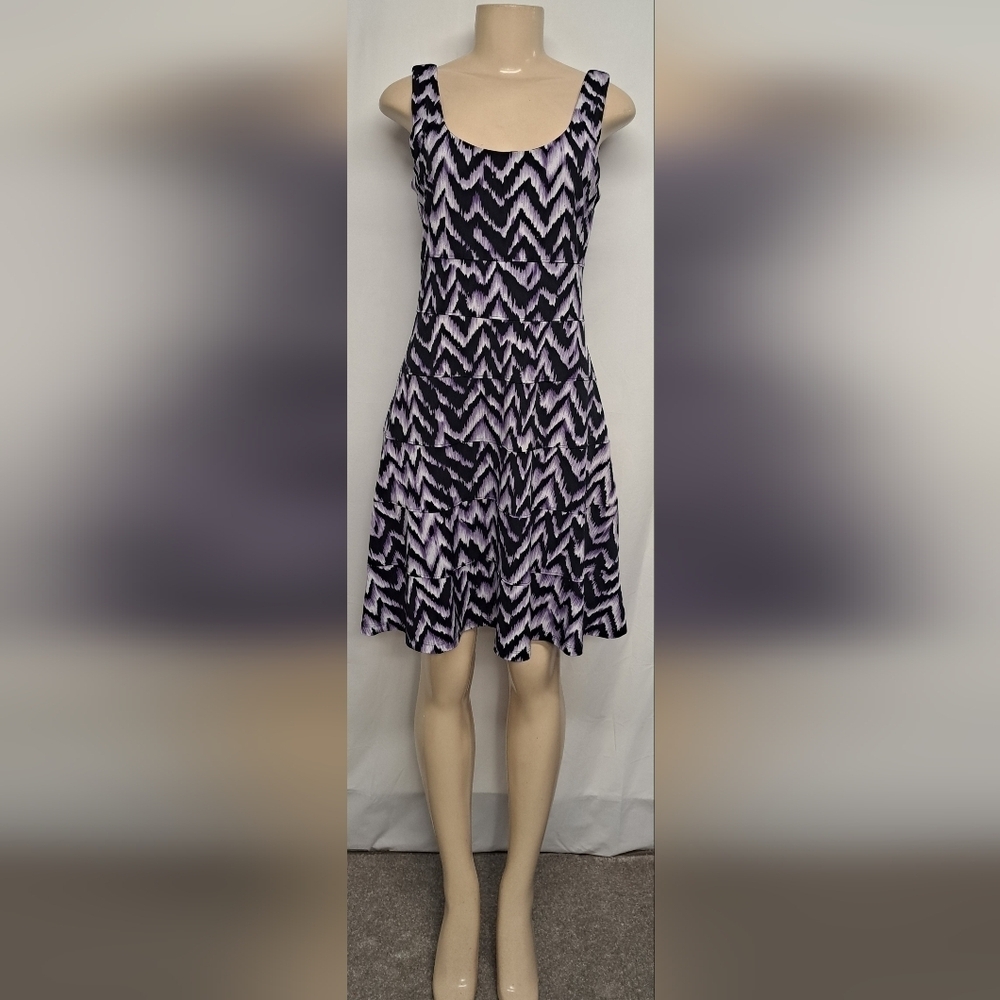 DB 10 Stretch Knit Dress Sleeveless Purple Black A Line